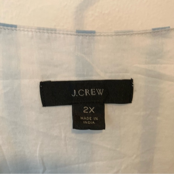 J Crew Womens 2X XXL Blue White Wrap Top Blouse Stripe Ruffle Tie Cotton - Picture 4 of 10